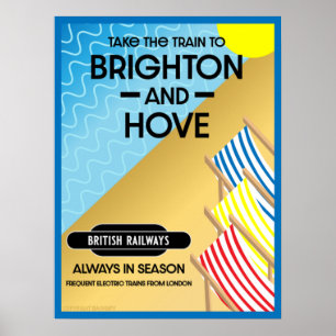 Poster Brighton E Hove Train Viagem Beach Art