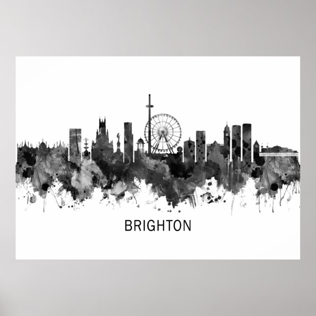 Poster Brighton England Skyline BW (Frente)
