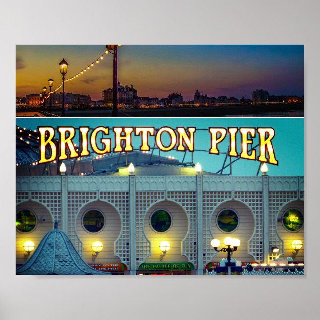 Poster Brighton Pier UK Duas Fotos (Frente)