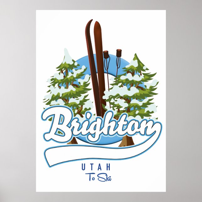 Poster Brighton Utah para esquiar logo (Frente)