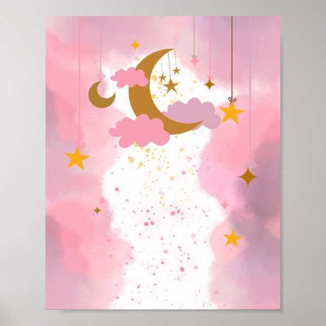 Poster Brilhante Brilhante Pequeno Vazio Rosa Estrelha Fr (Frente)
