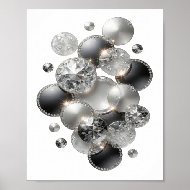 Poster Brilhante Prata DIAMANTES SÃO OS MELHORES AMIGOS D (Frente)