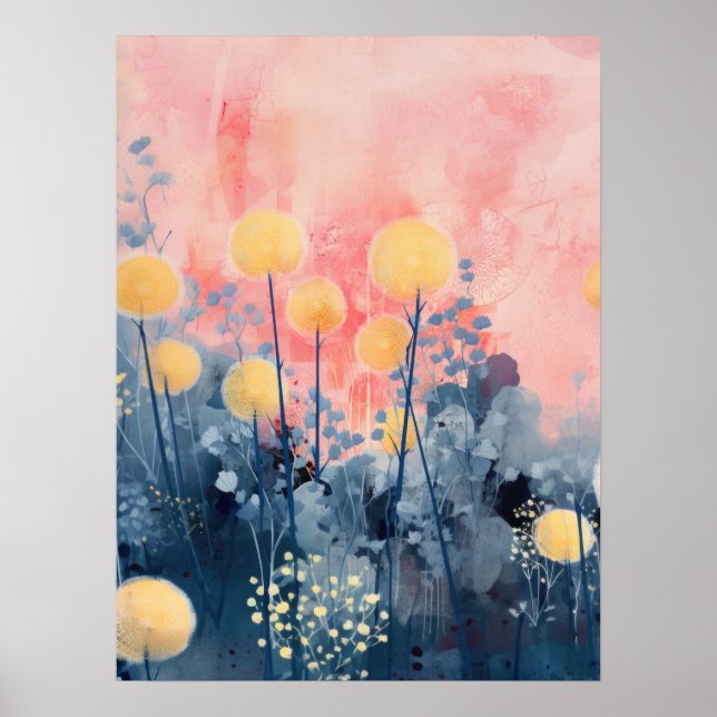 Poster Brilhantes iluminados por Sol num Céu Rosa (Frente)