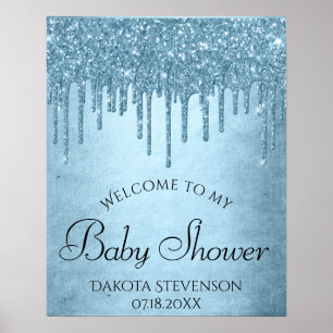 Poster Brilho Azul Gelo Pingando Chuva de Brilho Glam