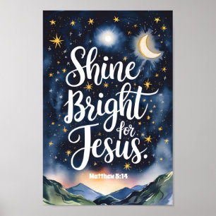 Poster Brilho Brilhante para Jesus Christian Wall Art