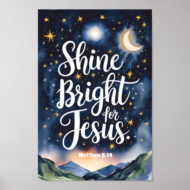 Poster Brilho Brilhante para Jesus Christian Wall Art (Frente)