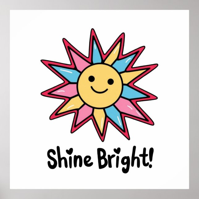 Poster Brilho Brilhante: Uma Design Secundária Colorida (Frente)