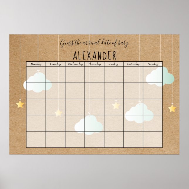 Poster Brilho Brilho Rústico Adivinhe a Data de Nasciment (Frente)