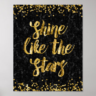 Poster Brilho como as estrelas preto e Dourado brilho bri