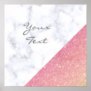 Pôster Brilho cor-de-rosa do ouro do mármore branco