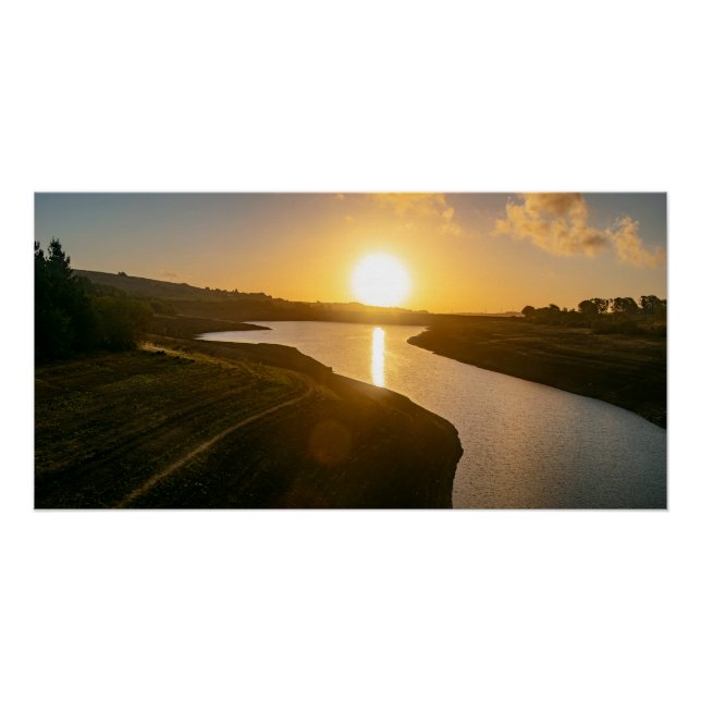 Pôster Brilho de ouro hora no reservatório de Baitings (Frente)