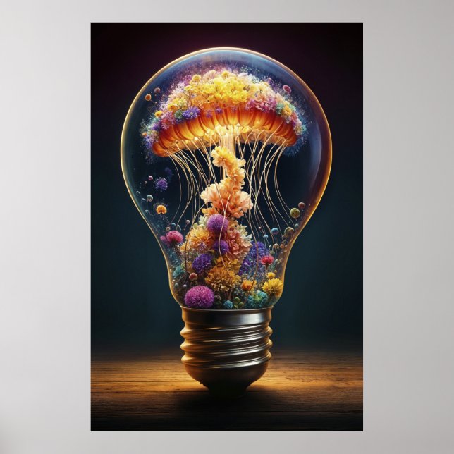 Poster Brilho elétrico de águas-vivas bioluminescentes vi (Frente)