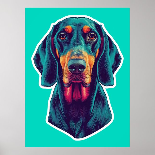 Poster Brilho Leal – Bluetick Coonhound Vibrante em Pop A (Frente)