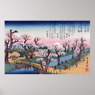 Poster Brilho noturno na Ponte Koganei, Ando Hiroshige