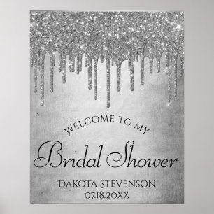 Poster Brilho Prateado Gotejante   Chuva de Brilho de Pla