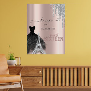 Poster Brilhos, Vestido,Torre Eiffel Doce 16 