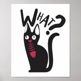 Poster Brincadeira de Desenho Animado de Gato Preto Engra