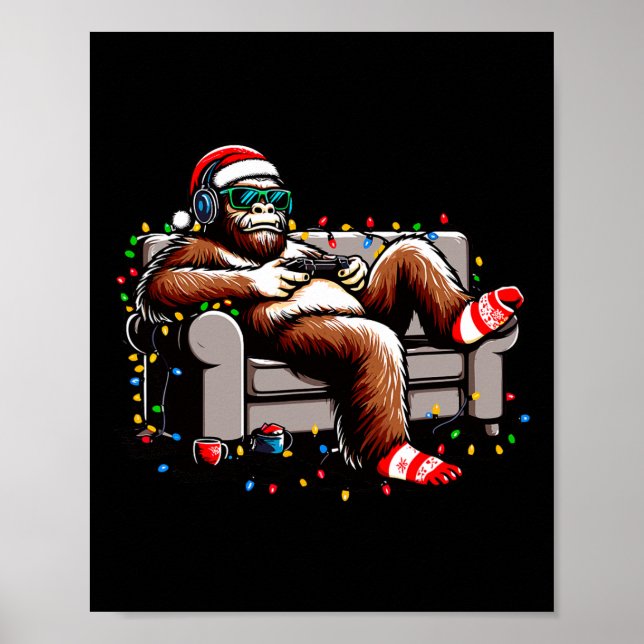 Poster Brincadeira Gamer Natal Sasquatch Xmas Acredita (Frente)