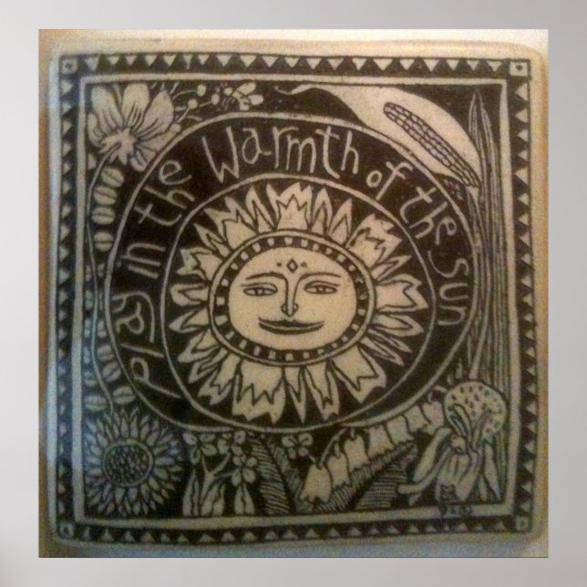 Pôster brincadeira no calor do azulejo de cerâmica solar (Frente)