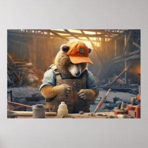 Poster Brincadeiras de Urso Grizzy Trabalham em Brincadei