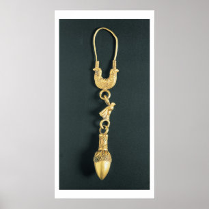 Pôster Brinco Dourado com o pendente gota-dado forma no