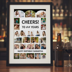 Poster Brinde a Qualquer Idade Colagem de Fotos de Aniver