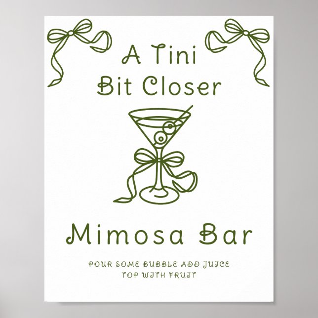 Poster Brinde de noiva Martini Bow bar de Mimosa (Frente)