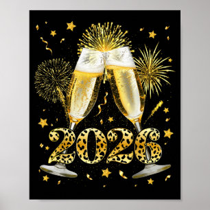 Poster Brindes Ano Novo 2026 Fogos Feliz Ano Novo Família