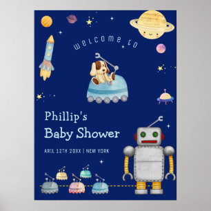 Poster Brinquedos de Menino Robô Espaço Sideral Churrasco