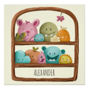 Pôster Brinquedos de Monstros Fofos Decoração Personaliza