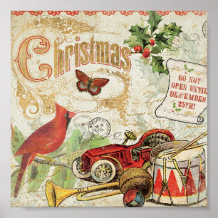 Pôster Brinquedos do natal vintage