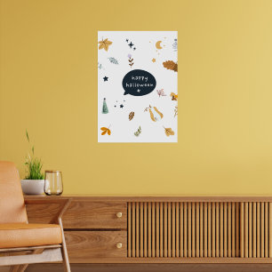 Poster Brinquedos engraçados com vassouras, abóboras e fa