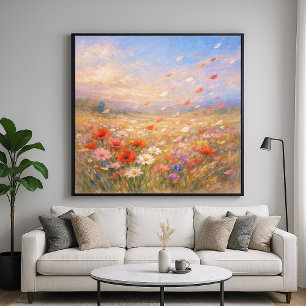 Poster Brisa Floral - Estilo de Pintura Pastel