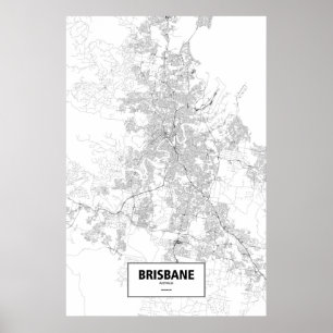 Poster Brisbane, Austrália (preto no branco)
