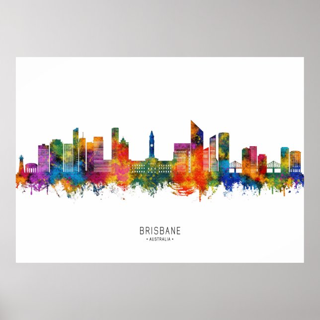 Poster Brisbane Austrália Skyline (Frente)