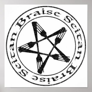 Poster Brise Seitan Vegan Pentagram (versão escura)
