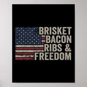Poster Brisket Bycon Ribes And Freedom - Grill Churrasco
