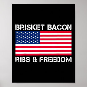 Poster Brisket Bycon Ribes E Fumaça De Churrasco De Grade