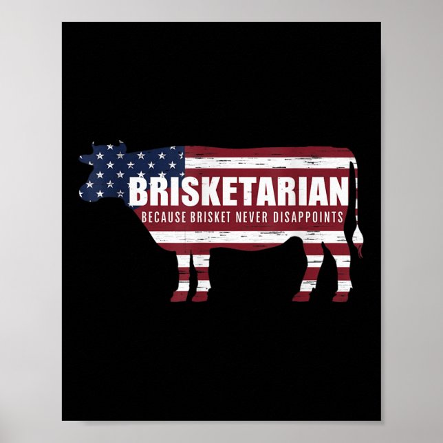 Poster Brisketarian Brisket Churrasco Humor Crude Barbecu (Frente)