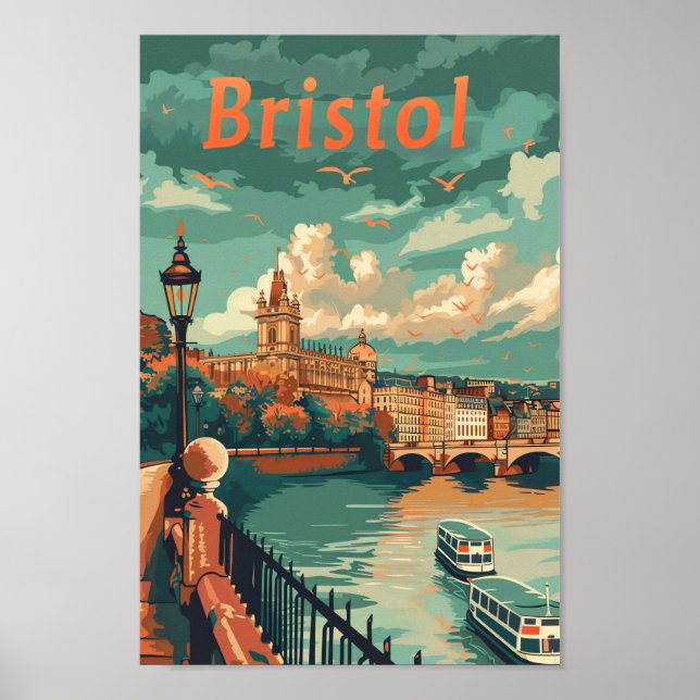 Poster Bristol England Vintage - Ilustração do Viagem (Frente)