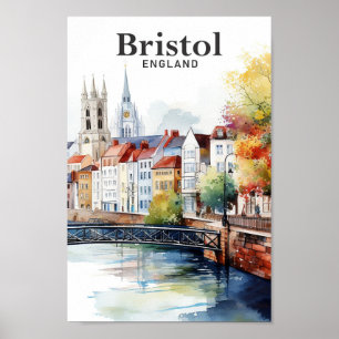 Poster Bristol England Watercolor Viagem