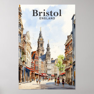 Poster Bristol England Watercolor Viagem