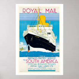 Poster Britain's Fastest Service to South America Vintage