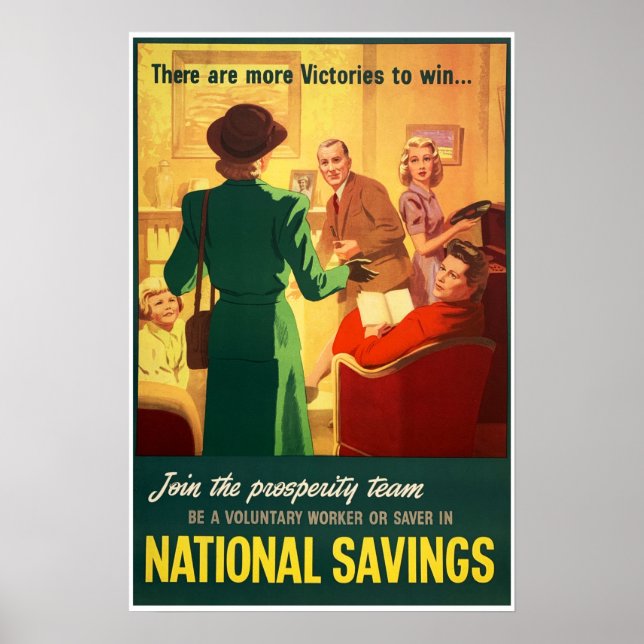 Poster British Prosperity Team NATIONAL SAVES World War (Frente)