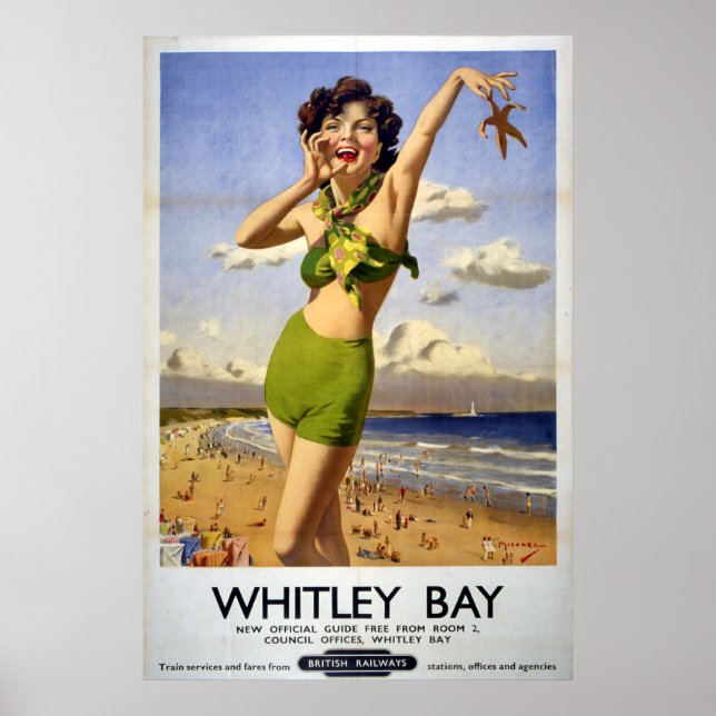 Pôster British Railways Whitley Bay 1949 (Frente)