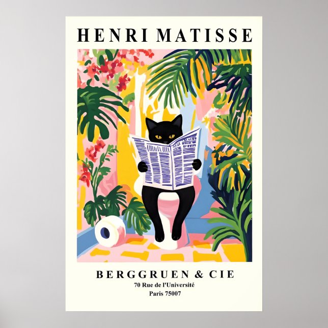 Poster British Shorthair Cat on a Toilet Print - Matisse (Frente)