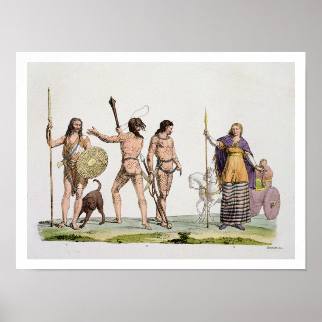 Pôster Britões, Caledonianos e Rainha Boadicea, prato 4 (Frente)