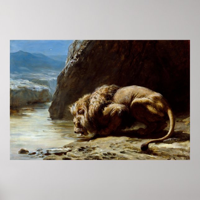 Poster Briton Riviere: O Rei Bebe, 1881, Leão (Frente)