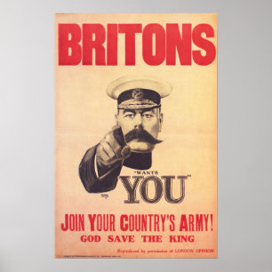 Poster BRITONS! Lord Kitchener TE QUER! Junte-Se Ao Exér