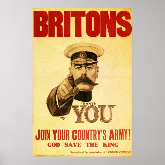 Poster Britons Quer Você, Lorde Kitchener (Frente)